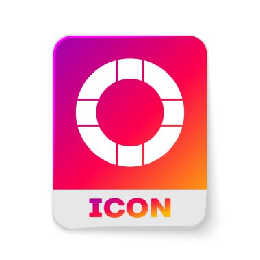 Beyaz Lifebuoy simgesi beyaz arkaplanda izole edildi. Can simidi sembolü. Dikdörtgen renk düğmesi. Vektör İllüstrasyonu