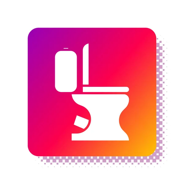 Weißes Symbol Der Toilettenschüssel Isoliert Auf Weißem Hintergrund Quadratische Farbtaste — Stockvektor