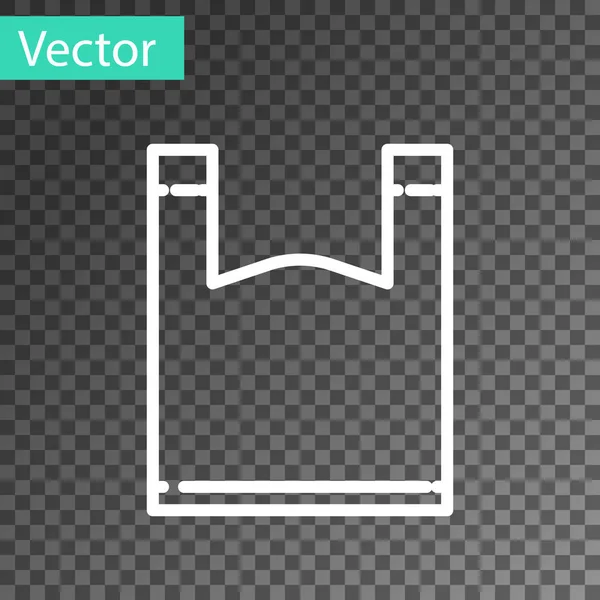 Bílá Čára Ikona Plastového Sáčku Izolovaná Průhledném Pozadí Jednorázová Cedule — Stockový vektor