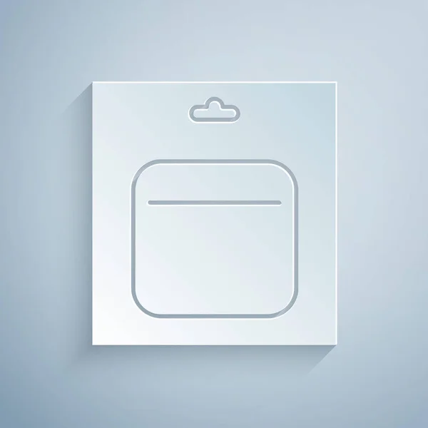 Paper Cut Battery Pack Icon Isolated Grey Background Simbol Petir - Stok Vektor