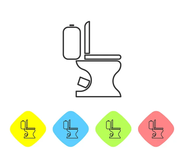Graue Linie Toilettenschüssel Symbol Isoliert Auf Weißem Hintergrund Setzen Sie — Stockvektor