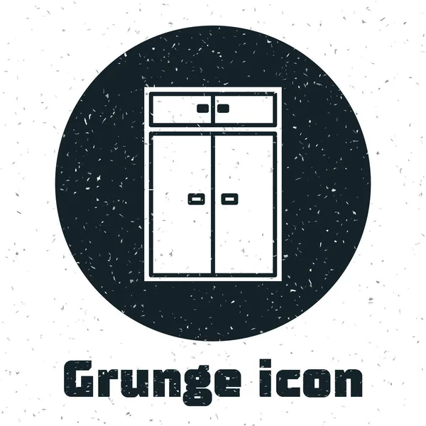 Icône Grunge Wardrobe Isolée Sur Fond Blanc Illustration Vectorielle — Image vectorielle