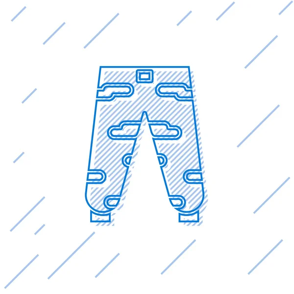 Linha Azul Camuflagem Calças Carga Ícone Isolado Fundo Branco Ilustração — Vetor de Stock