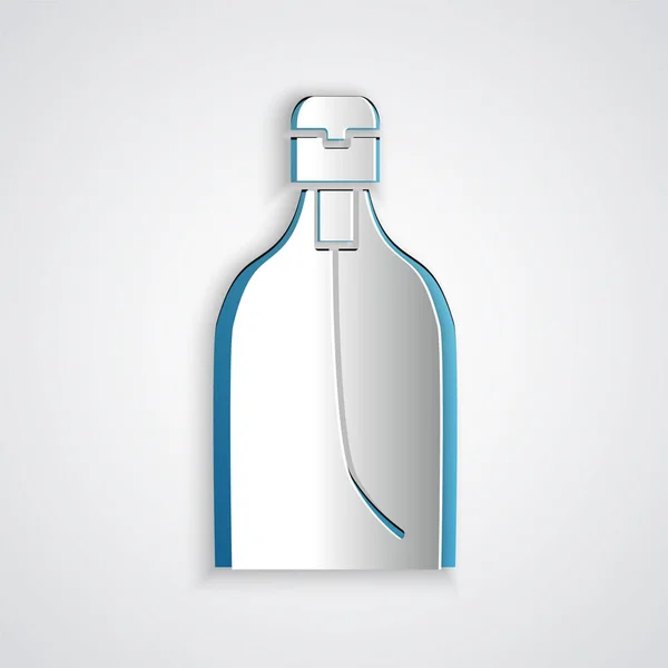 Papierschnitt Flasche Flüssige Antibakterielle Seife Mit Spendersymbol Isoliert Auf Grauem — Stockvektor