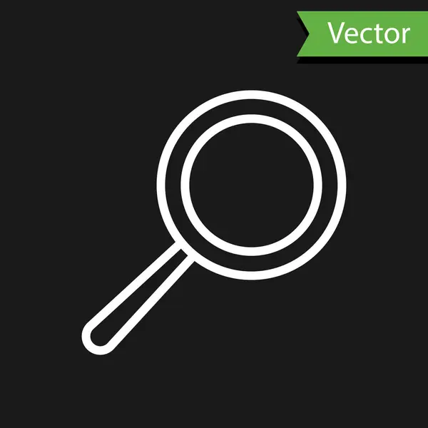 Línea Blanca Icono Sartén Aislado Sobre Fondo Negro Símbolo Comida — Vector de stock