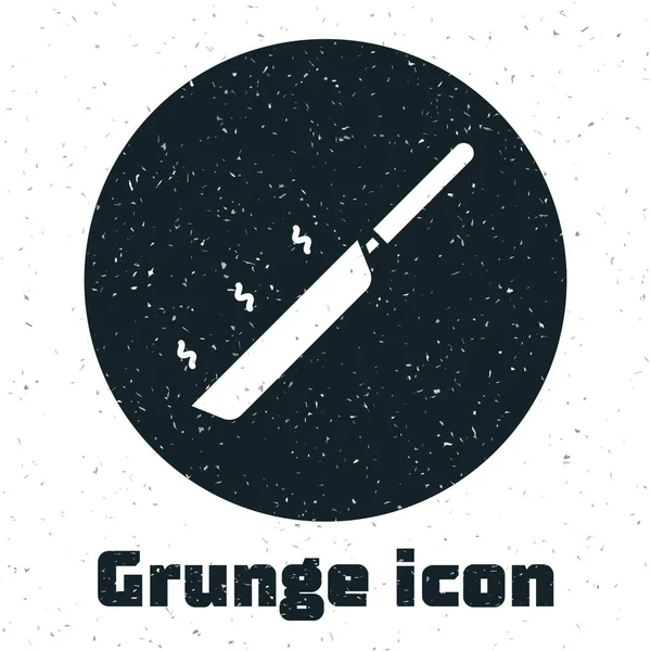 Grunge Icône Poêle Isolée Sur Fond Blanc Faire Frire Rôtir — Image vectorielle