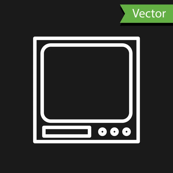 Linha Branca Ícone Balanças Eletrônicas Isolado Fundo Preto Equipamento Medida — Vetor de Stock