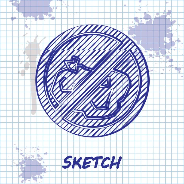 Sketch Line Nenhum Ícone Lixo Isolado Fundo Branco Ilustração Vetorial —  Vetores de Stock