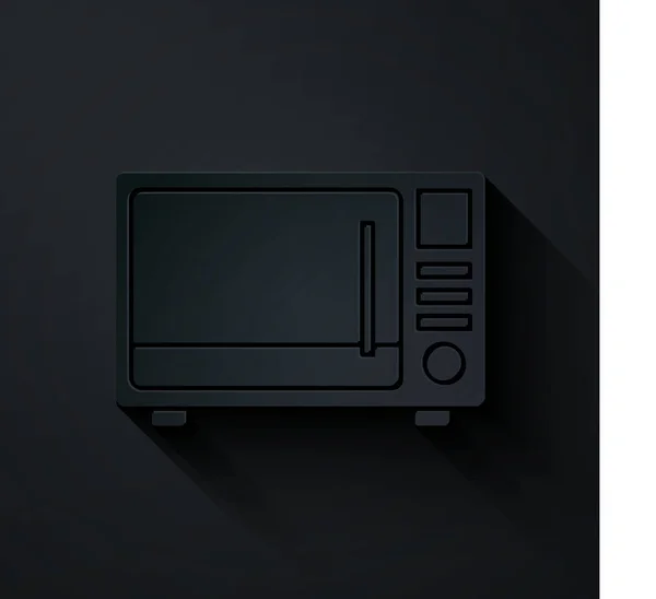 Иконка Микроволновой Печи Вырезана Черном Фоне Значок Бытовой Техники Бумажный — стоковый вектор