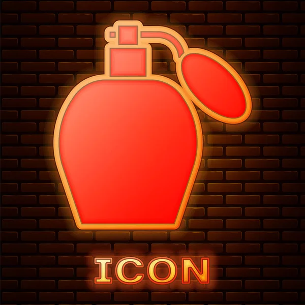 Glowing Neon Perfume Icon Isolated Brick Wall Background Vector Illustration — ストックベクタ