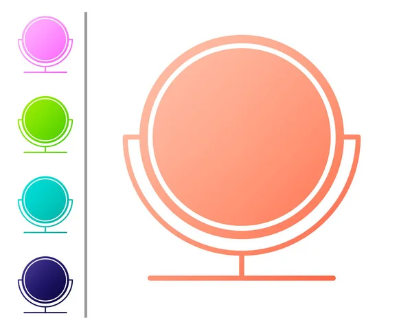 Coral Makeup Mirror Icon Isolated White Background Set Color Icons — Stock Vector