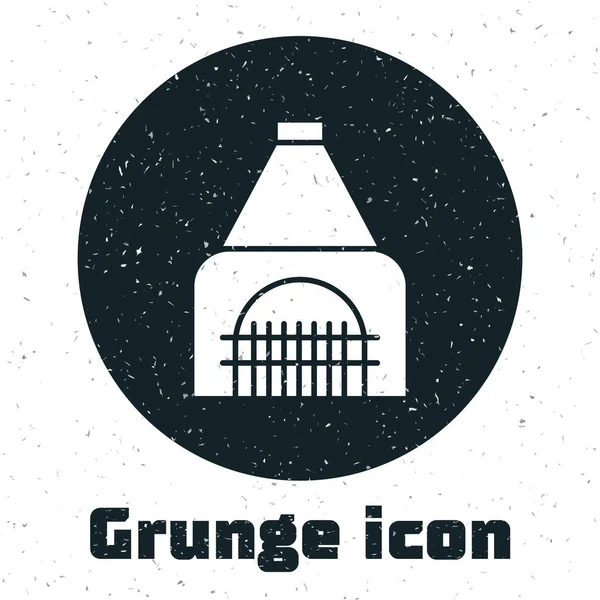 Grunge Icône Cheminée Intérieure Isolée Sur Fond Blanc Illustration Vectorielle — Image vectorielle