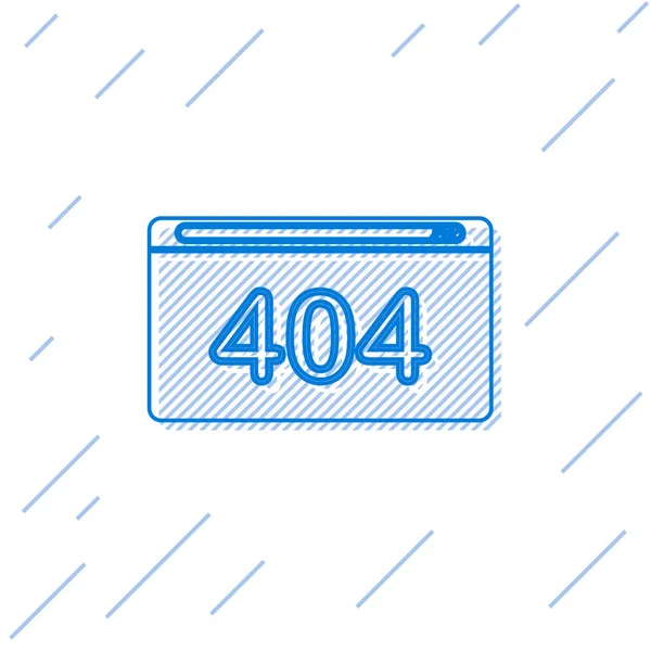 Blauwe Lijn Pagina Met Een 404 Foutpictogram Geïsoleerd Witte Achtergrond — Stockvector