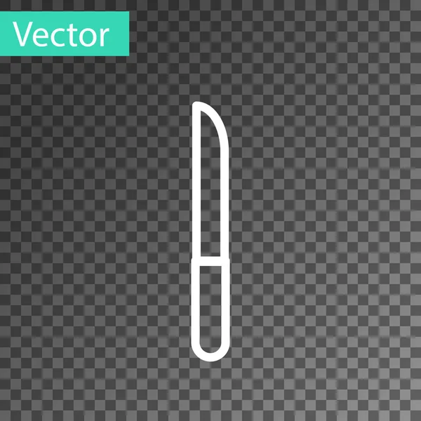 Línea Blanca Icono Del Cuchillo Aislado Sobre Fondo Transparente Símbolo — Vector de stock