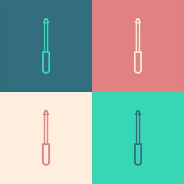 Línea Color Afilador Cuchillos Icono Aislado Fondo Color Ilustración Vectorial — Archivo Imágenes Vectoriales