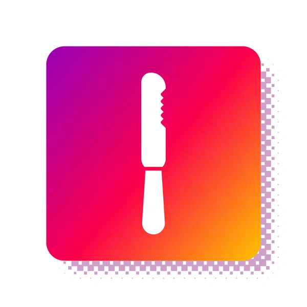 White Disposable Plastic Knife Icon Isolated White Background Square Color — 스톡 벡터