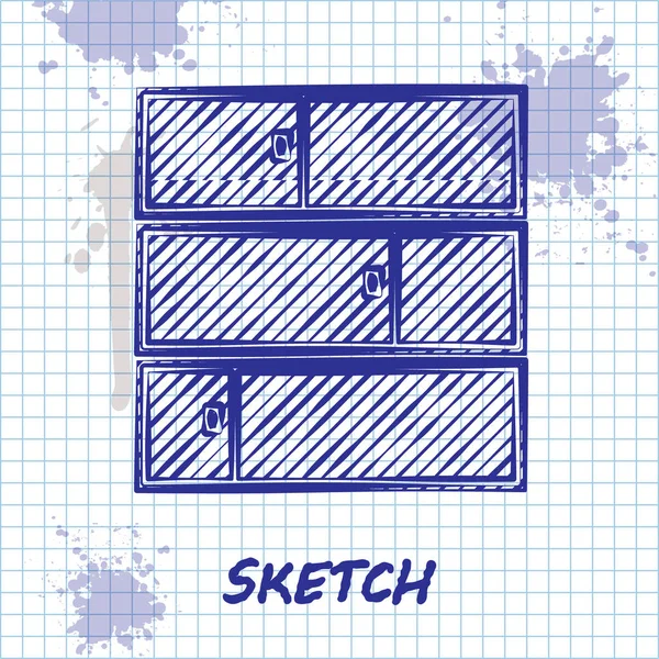 Sketch Line Shelf Icon Isolated White Background Shelves Sign Vector — 스톡 벡터