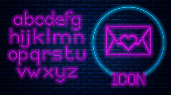 Parlayan Neon Zaret Duvarda Izole Edilmiş Sevgililer Günü Kalp Ikonu — Stok Vektör