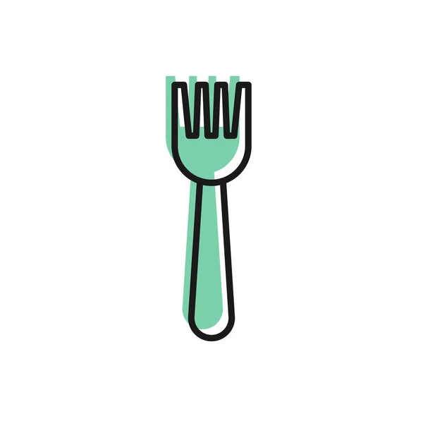 Black Line Disposable Plastic Fork Icon Isolated White Background Vector — Stock Vector
