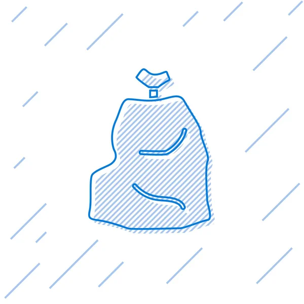 Blaue Linie Müllsack Symbol Isoliert Auf Weißem Hintergrund Vektorillustration — Stockvektor