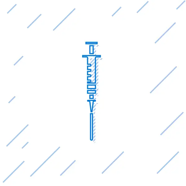 Blue Line Syringe Icon Isolated White Background Syringe Vaccine Vaccination — Stock vektor