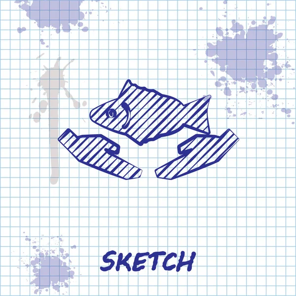 Sketch Line Fish Care Icon Isolated White Background Vector Illustration — 스톡 벡터