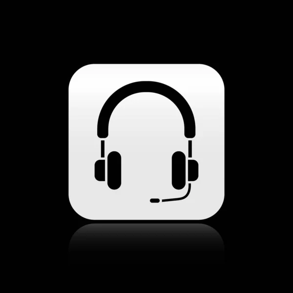 Black Headphones Icon Isolated Black Background Earphones Concept Listening Music — 스톡 벡터