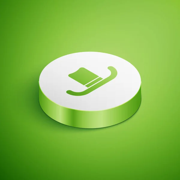 Isometric Man Hat Ribbon Icon Isolated Green Background White Circle — Stok Vektör