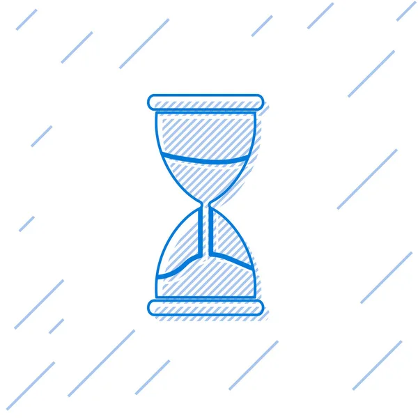 Blue Line Old Hourglass Flowing Sand Icon Isolated White Background — 스톡 벡터