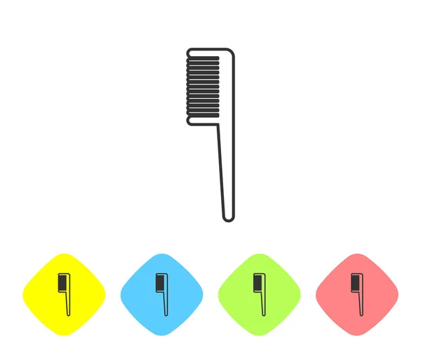 Graue Linie Haarbürste Symbol Isoliert Auf Weißem Hintergrund Haarschild Kämmen — Stockvektor