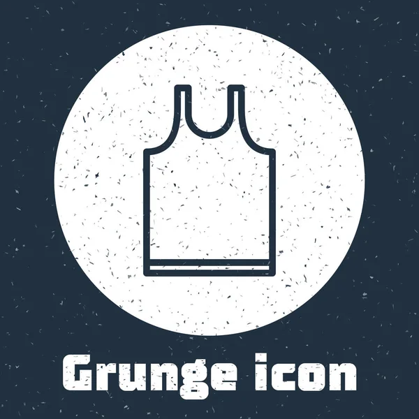 Línea Grunge Camiseta Sin Mangas Icono Aislado Sobre Fondo Gris — Vector de stock