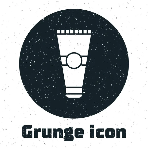 Icône Grunge Crème Lotion Tube Cosmétique Isolé Sur Fond Blanc — Image vectorielle