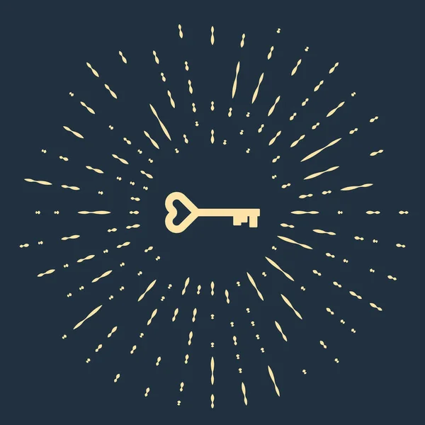 Béžový Klíč Tvaru Srdce Ikona Izolované Modrém Pozadí Symbol Valentýna — Stockový vektor