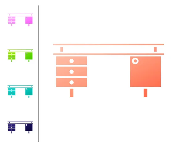 Icono Escritorio Coral Office Aislado Sobre Fondo Blanco Establecer Iconos — Vector de stock