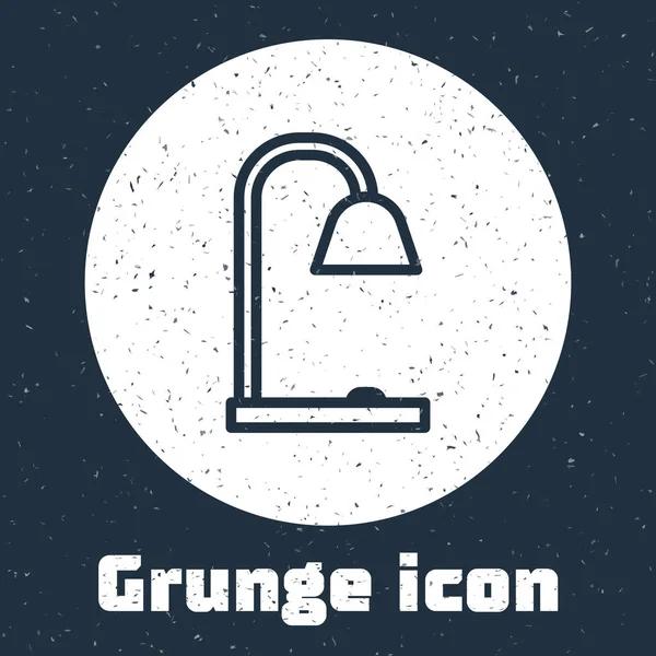 Grunge Line Icône Lampe Table Isolée Sur Fond Gris Dessin — Image vectorielle