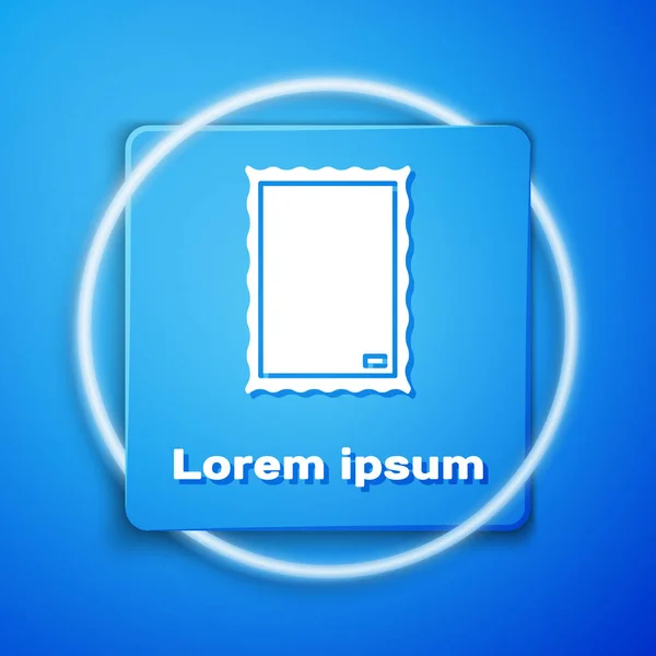 White Picture Icon Isolated Blue Background Blue Square Button Vector — 스톡 벡터