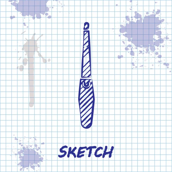 Sketch Line Ícone Arquivo Unha Isolado Fundo Branco Ferramenta Manicure — Vetor de Stock