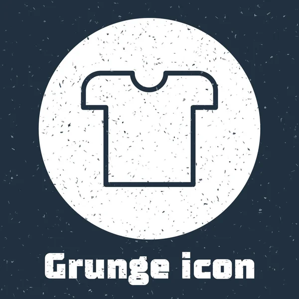 Grunge Linha Ícone Camiseta Isolado Fundo Cinza Desenho Vintage Monocromático — Vetor de Stock