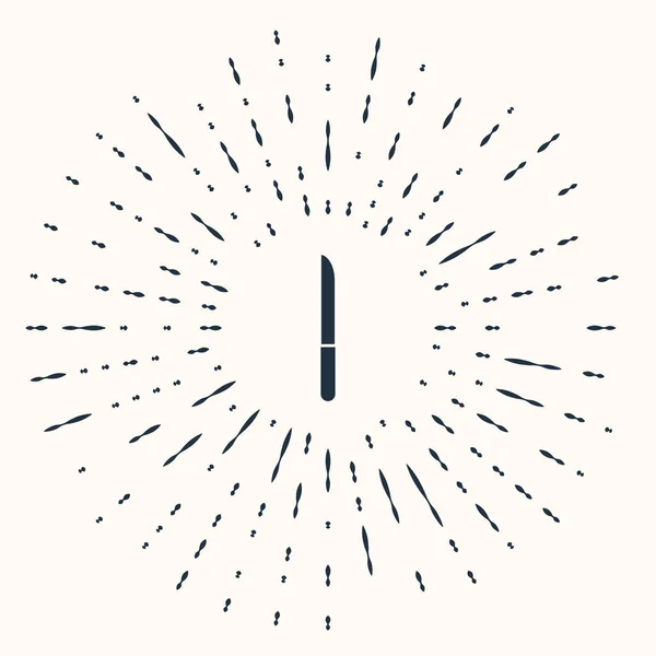 Icône Couteau Gris Isolé Sur Fond Beige Symbole Couverts Cercle — Image vectorielle