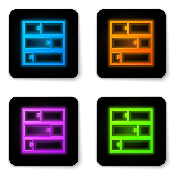 Glowing Neon Shelf Icon Isolated White Background Shelves Sign Black — Stock Vector