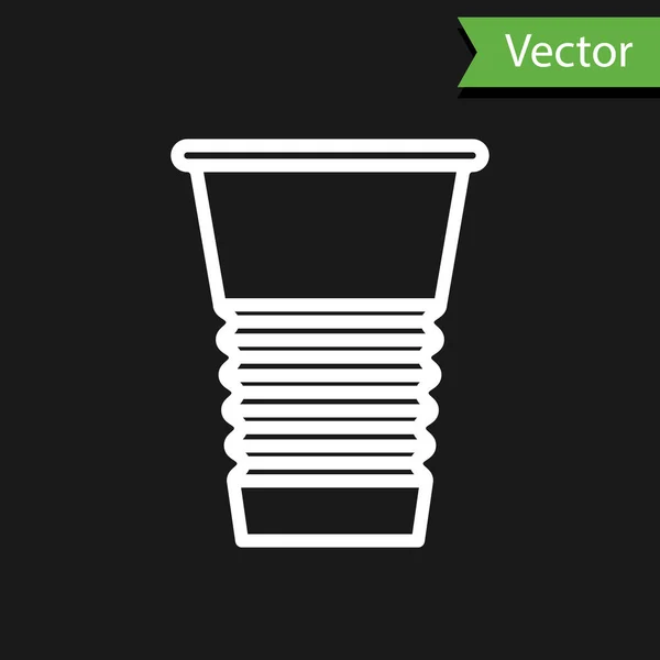 Weiße Linie Papier Glassymbol Isoliert Auf Schwarzem Hintergrund Limo Glas — Stockvektor