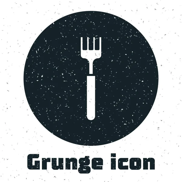 Icône Grunge Fork Isolée Sur Fond Blanc Symbole Couverts Illustration — Image vectorielle