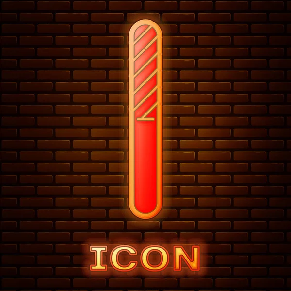 Žhnoucí Neon Nail Ikona Izolované Pozadí Cihlové Zdi Nástroj Manikúru — Stockový vektor