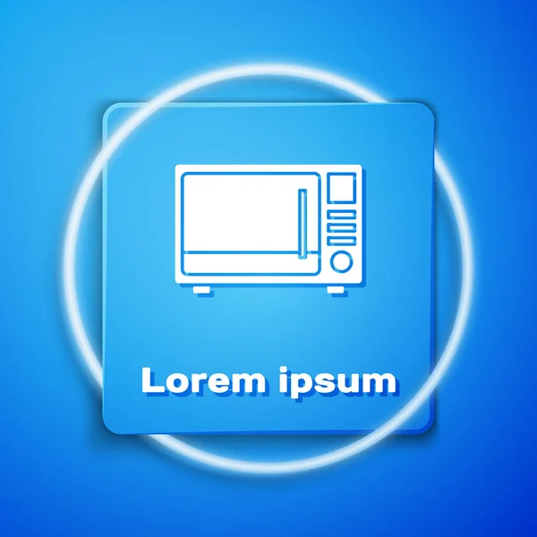 White Microwave Oven Icon Isolated Blue Background Home Appliances Icon — Stock Vector