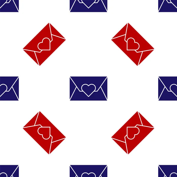 Enveloppe Bleue Rouge Avec Icône Coeur Valentin Motif Isolé Sans — Image vectorielle