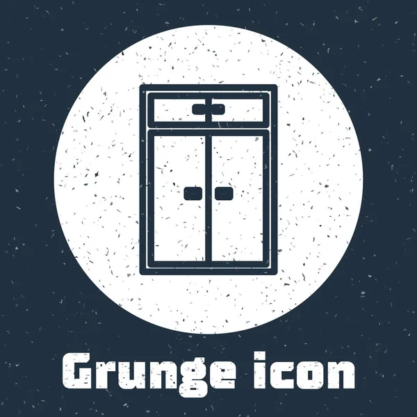 Grunge Linha Wardrobe Ícone Isolado Fundo Cinza Desenho Vintage Monocromático —  Vetores de Stock