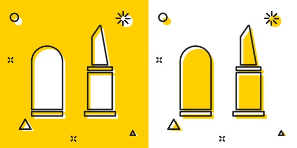Black Lipstick Icon Isolated Yellow White Background Random Dynamic Shapes — Stock Vector