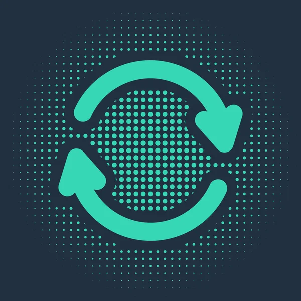 Icône Green Refresh Isolée Sur Fond Bleu Recharger Symbole Flèches — Image vectorielle