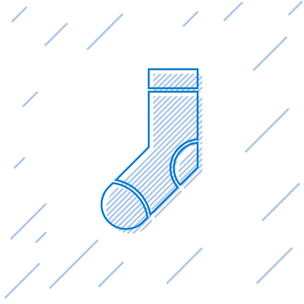 Blue Line Socks Icon Isolated White Background Vector Illustration — Stock Vector