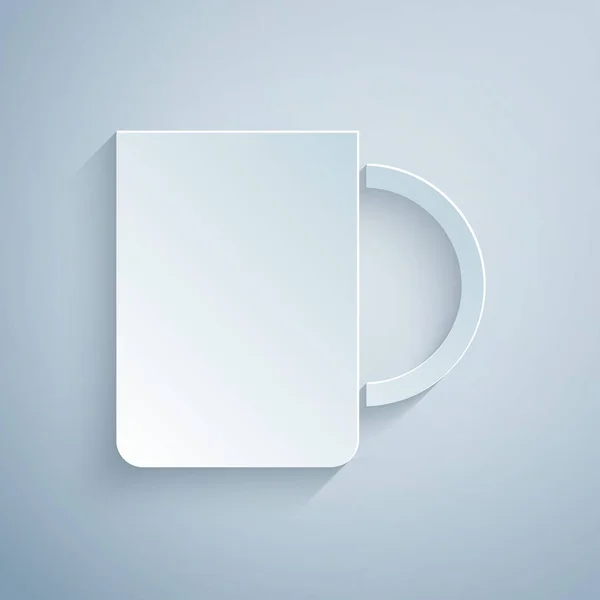 Бумага Вырезать Кофейная Чашка Значок Изолирован Сером Фоне Чашка Чая — стоковый вектор